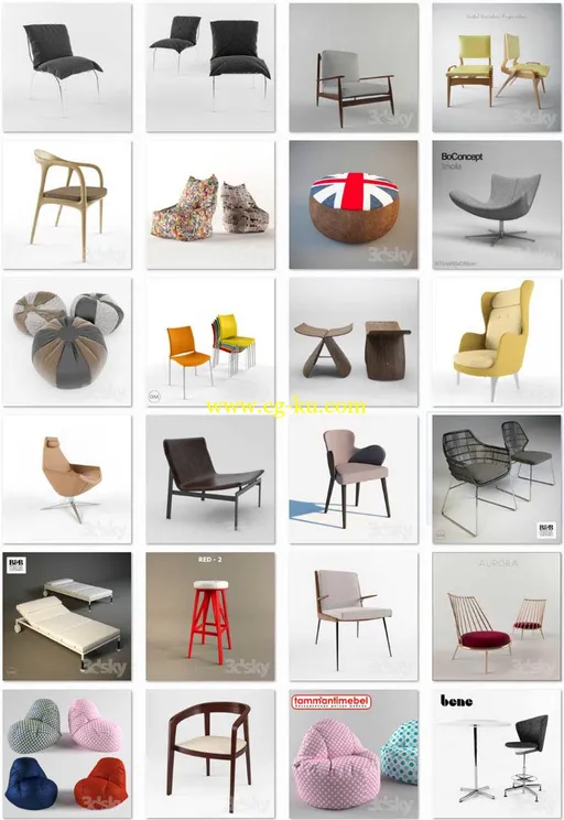 24个高精度时尚椅子模型集合的图片1