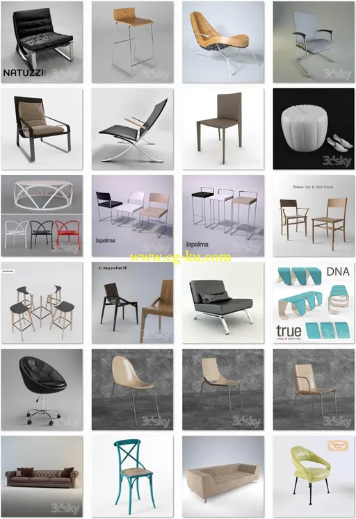 24套椅子和沙发的模型合集的图片1