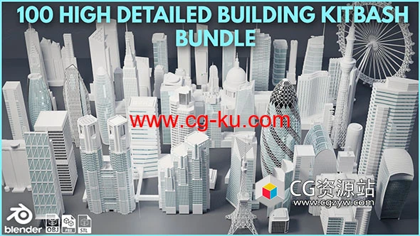 130组高细节摩天大楼大厦建筑物3D模型 Blender/FBX/OBJ格式的图片1