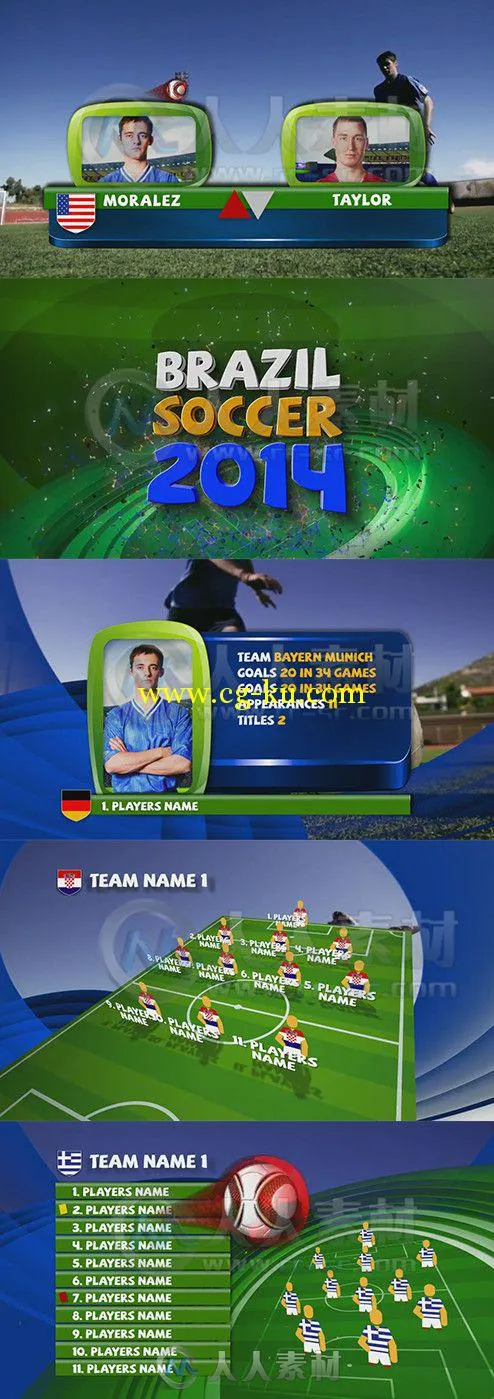 2014巴西世界杯电视包装AE模板 Videohive Brazil Soccer 2014 7851291 Project For...的图片1