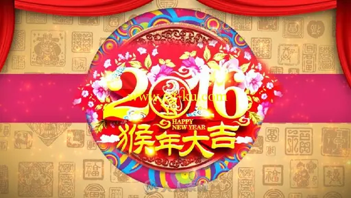 2016猴年新年祝福ae模板企业拜年喜庆元宵晚会片头开场春节新春的图片1