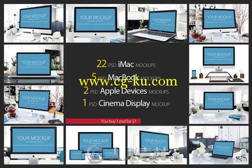 30款苹果产品场景展示PSD模板30 PSD Mock-ups Apple Divices的图片2