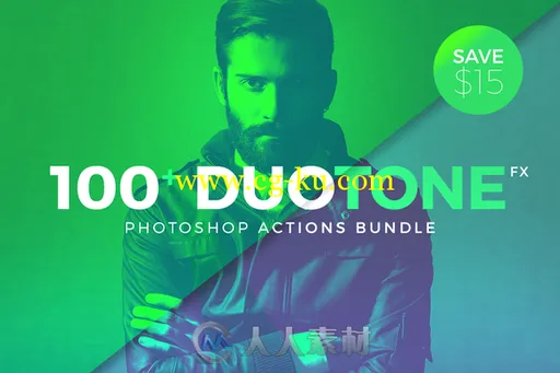 100款双色显示照片调色特效PS动作Duotone Photoshop Action Bundle的图片1