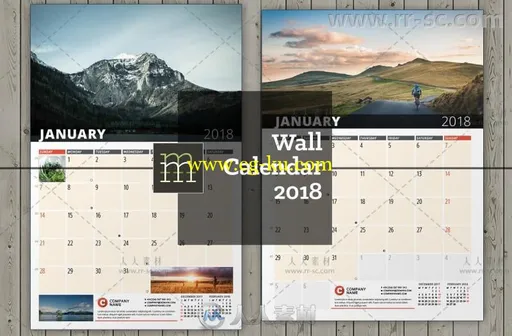 2018年时尚墙纸日历indesign排版模板的图片1