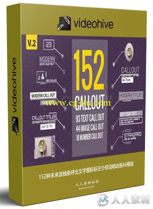 152种未来派线条呼出文字图标标注介绍说明动画AE模版 Videohive 152 Call-Out Tit的图片1