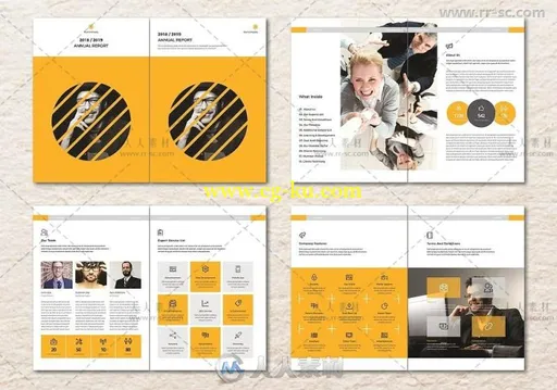 2018年企业干净的年度报告手册indesign排版模板的图片2