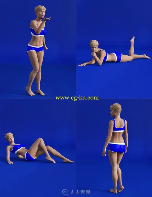24种不同动态静态展示姿势3D模型的图片1