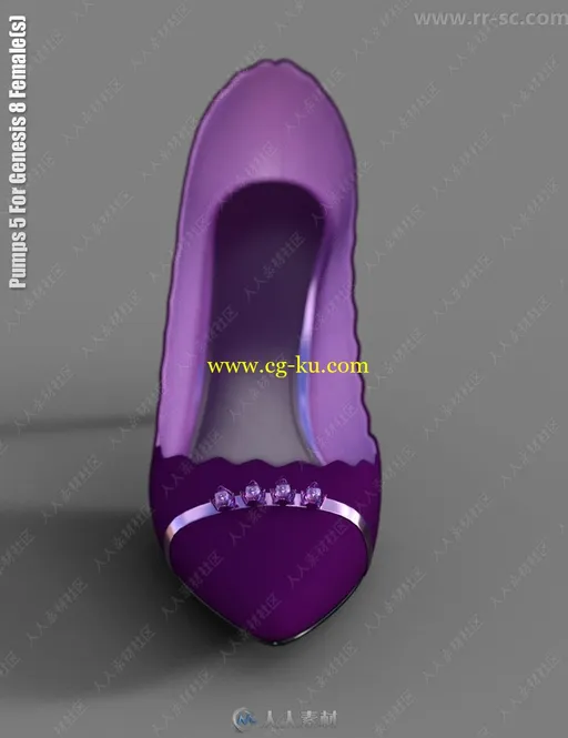 20种颜色荷叶边女性高跟鞋3D模型的图片3