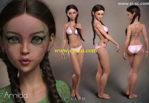 12种可爱女生精致发型妆容3D模型的图片2