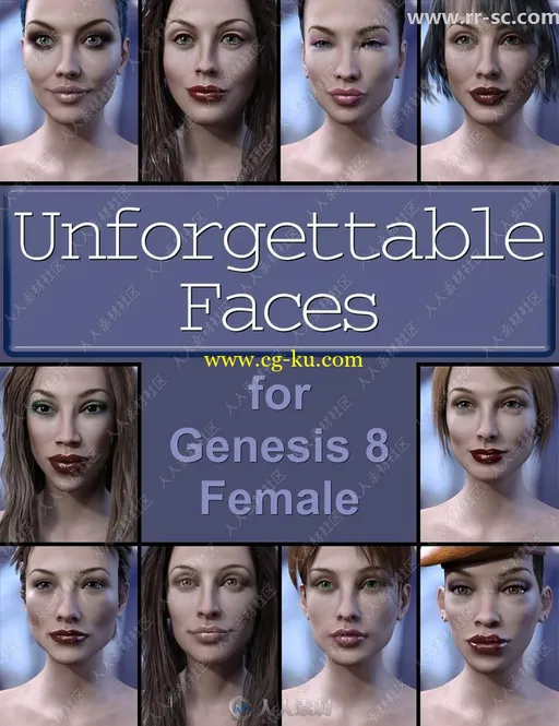 10种脸型五官不同风格妆容女性3D模型的图片1