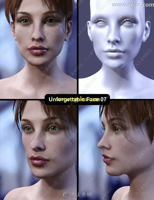 10种脸型五官不同风格妆容女性3D模型的图片4