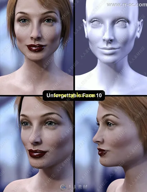 10种脸型五官不同风格妆容女性3D模型的图片5