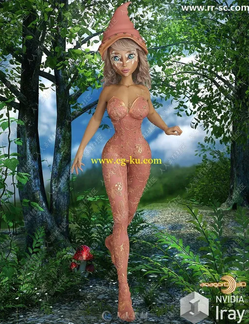 12种颜色花纹图案女性露肩紧身连体衣3D模型的图片6