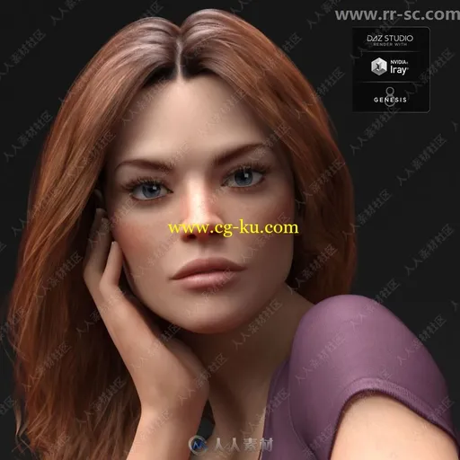 12款精致眼唇妆容多种风格发型女性3D模型的图片1