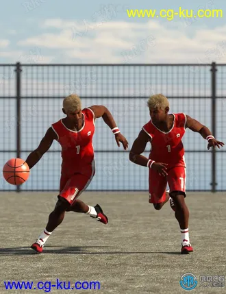 20组帅气运动员角色打篮球姿势3D模型合集的图片1