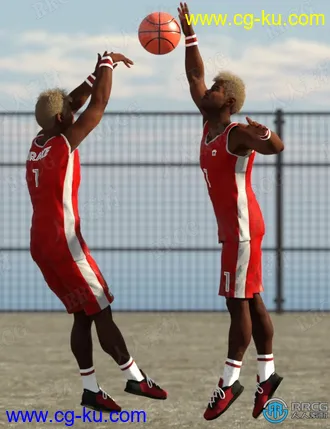 20组帅气运动员角色打篮球姿势3D模型合集的图片2
