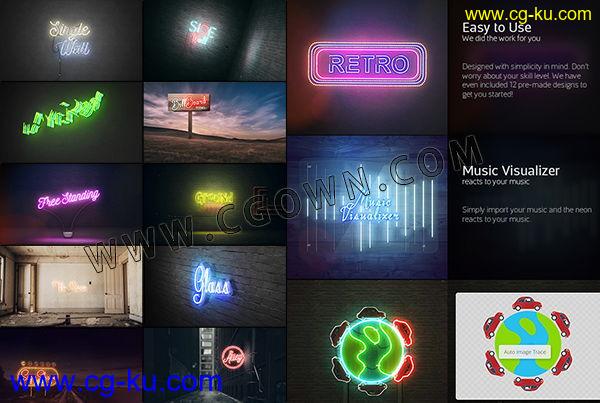 100种3D场景+250组元素霓虹灯城市街道店铺广告牌娱乐俱乐部标志开场 AE模板的图片1
