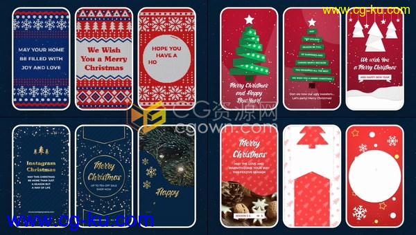 12组圣诞节祝贺广告新年奢侈品促销社交媒体手机竖屏幕动画-PR预设与AE模板下载的图片1