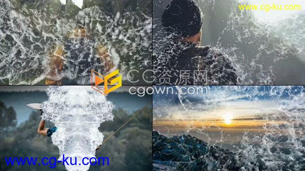 10种海洋沙滩波浪水花泡沫溶解夏季过渡视频转场4K动画效果-AE模板下载的图片1