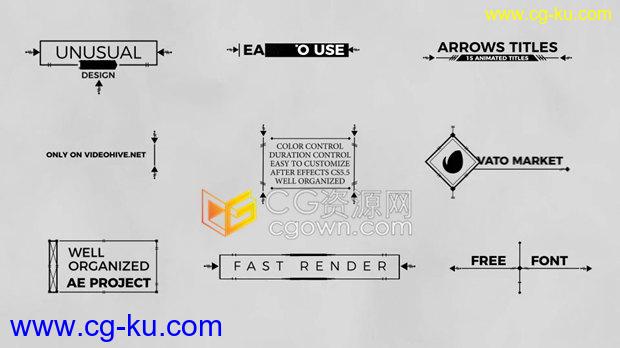 15组简单黑白配色现代商业公司箭头标题字幕条动画-AE模板下载的图片1