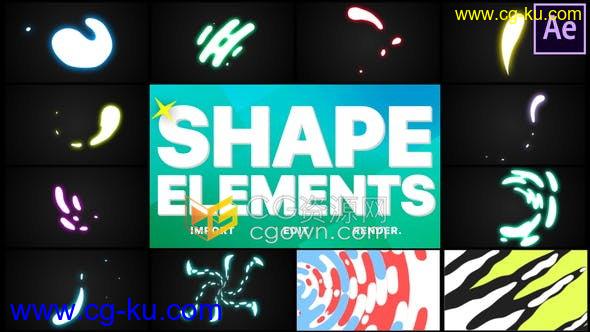12组发光形状元素包手绘卡通MG图形动画效果视频-AE模板的图片1