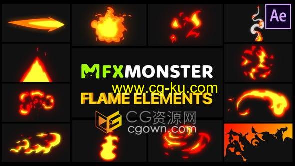 12种效果燃烧火焰卡通MG动画视频素材Flame Elements-AE模板的图片1