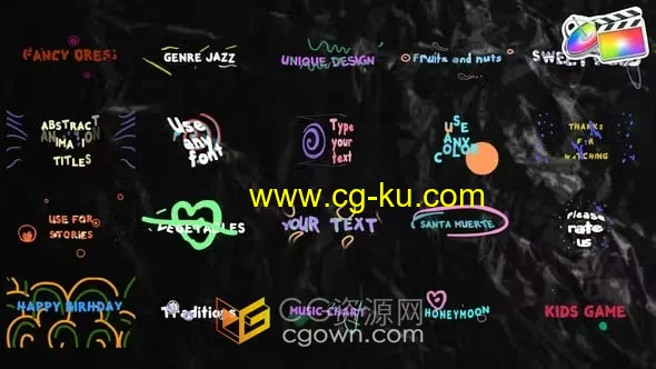 20种彩色卡通文字标题动画FCPX视频字幕插件的图片1
