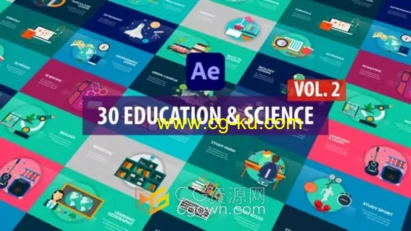 30个生物农业天文学教育与网络营销科学医疗AE图形场景动画模板的图片1