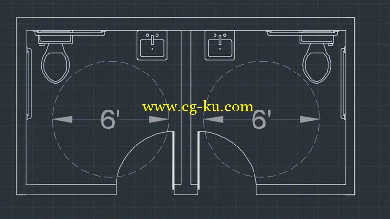 Digital Tutors - Drawing an Accessible Restroom Layout in AutoCAD的图片1