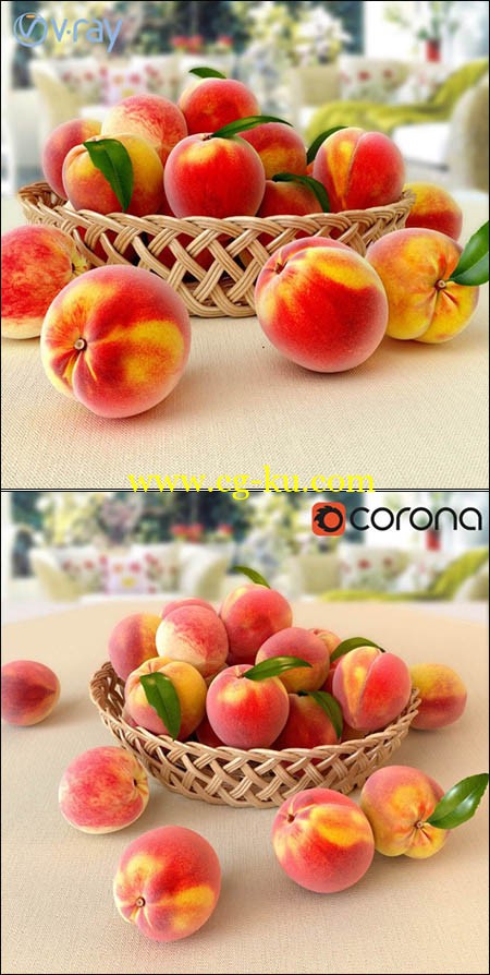 Peaches in a wicker basket的图片1