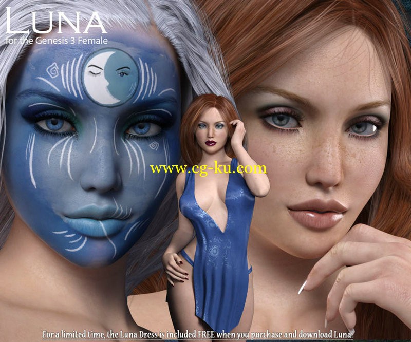 DAZ3D - Luna for Genesis 3+FREE DRESS的图片1