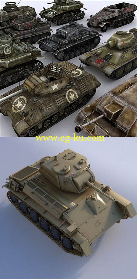 World War 2 Tanks 3D models的图片1