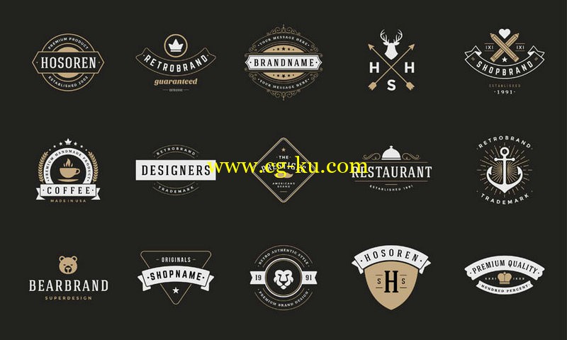 CreativeMarket - 150 Retro Vintage Logotypes的图片1