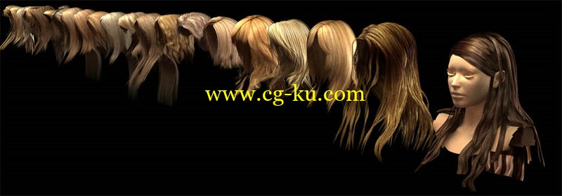 DAZ - 21 DAZ Blond Wigs MAX 2010 VRAY & OBJ的图片1