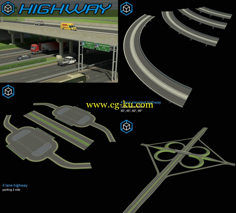 turbosquid - 3D Highway Elements Pack的图片1