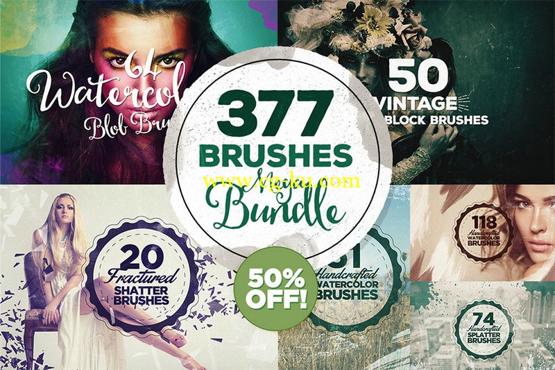 Creativemarket - 377 Photoshop Brushes Megabundle (240970)的图片1