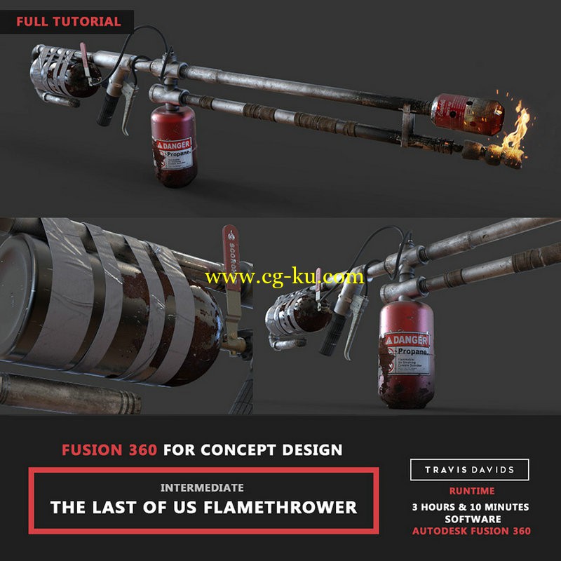 Cubebrush - Travis Davids - The Last of Us Flamethrower - Fusion 360 - Keyshot的图片1