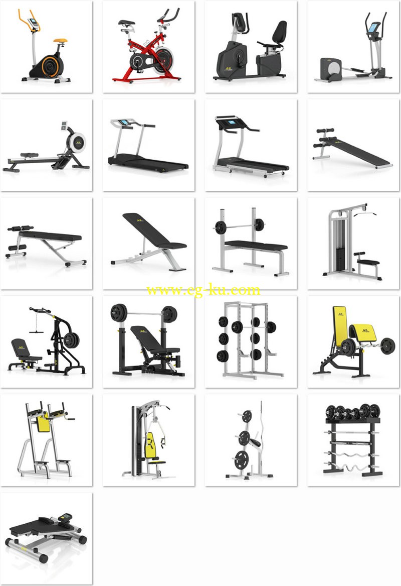 CGAxis Models Volume 57 - 3D Gym Equipment的图片1