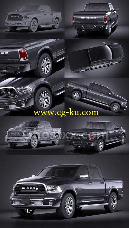 Dodge RAM 1500 Laramie Limited 2015 - Vray - 3D Model的图片1