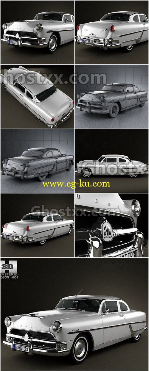 Hudson Hornet 2-door 1954 - Vray - 3D Model的图片1