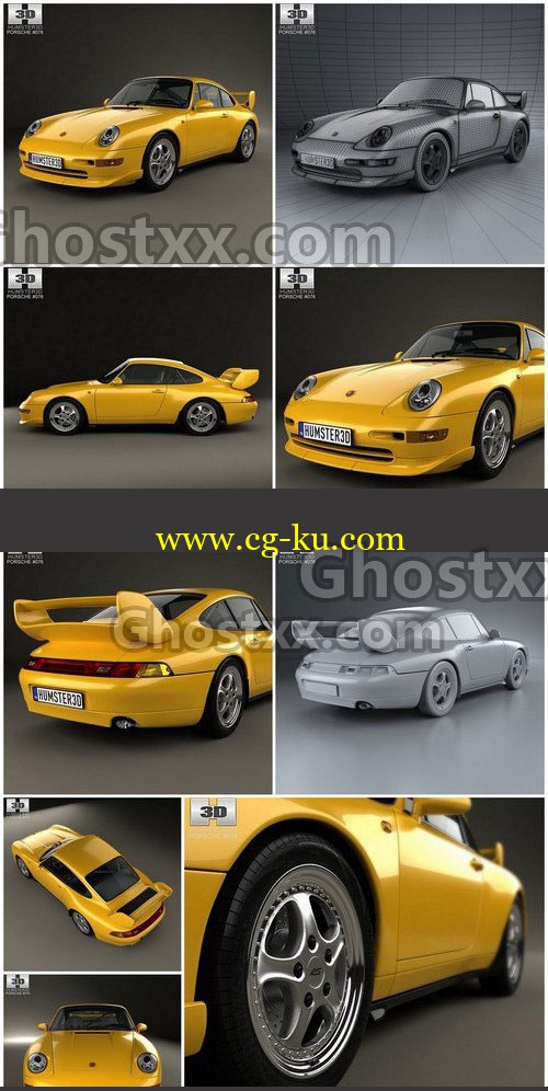 Porsche 911 Carrera Clubsport 1995 - Vray - 3D Model的图片1