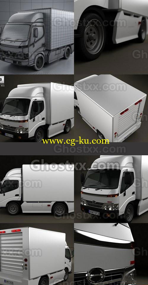 Hino 300 Standard Cab Box 2010 - Vray - 3D Model的图片1