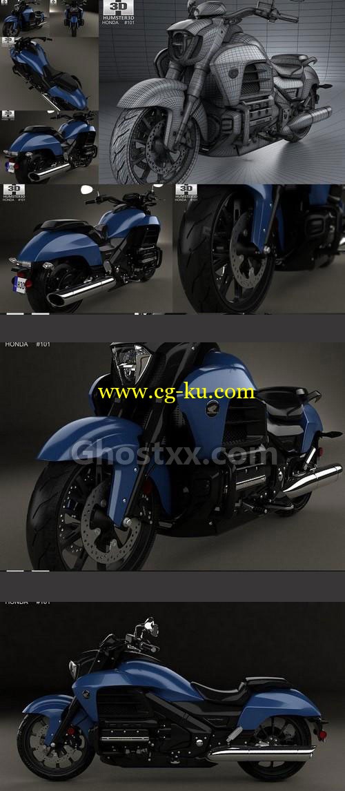 Honda Valkyrie GL1800C 2015 - Vray - 3D Model的图片1