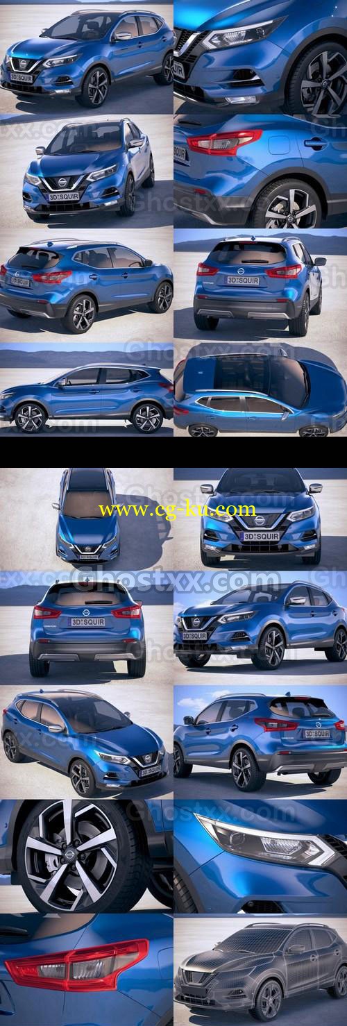 Nissan Qashqai 2018 - Vray -  3D Model的图片1