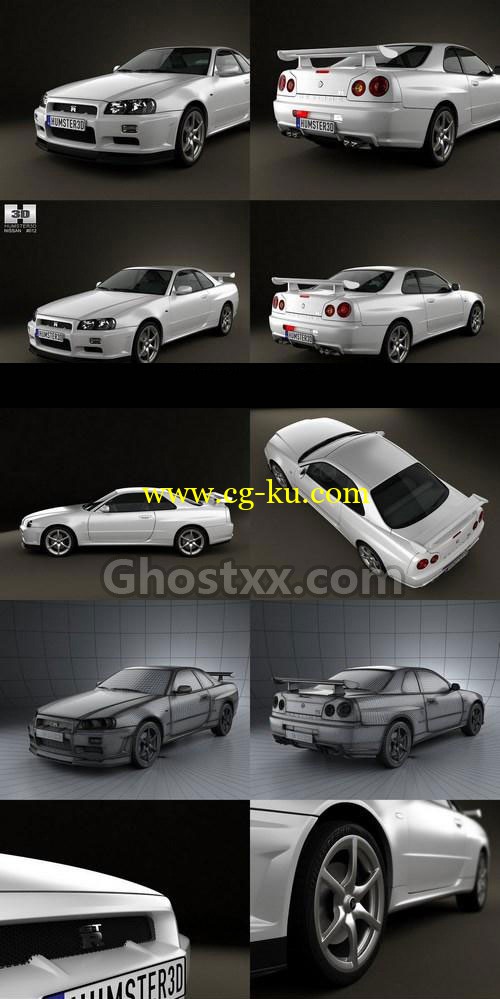 Nissan Skyline R34 GT-R coupe 1999 - Vray - 3D Model的图片1