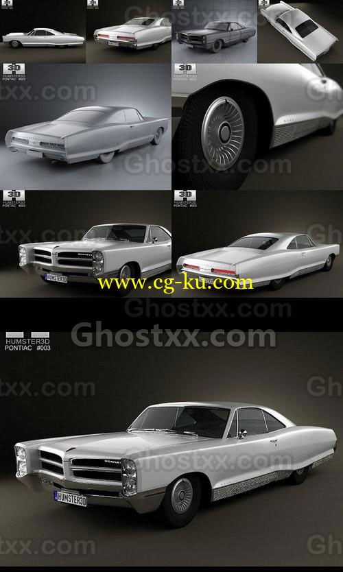 Pontiac Bonneville Hardtop 1966 - Vray - 3D Model的图片1