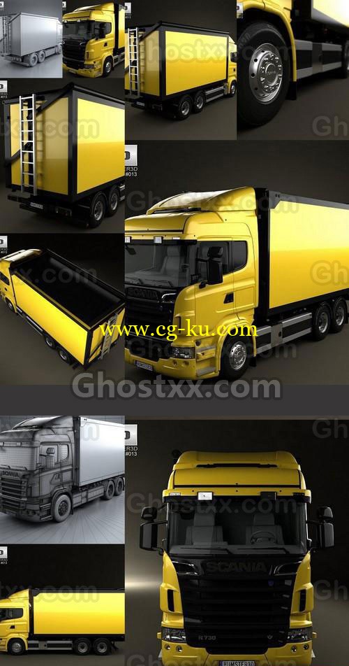 Scania R 730 Box Truck 2010 - Vray - 3D Model的图片1