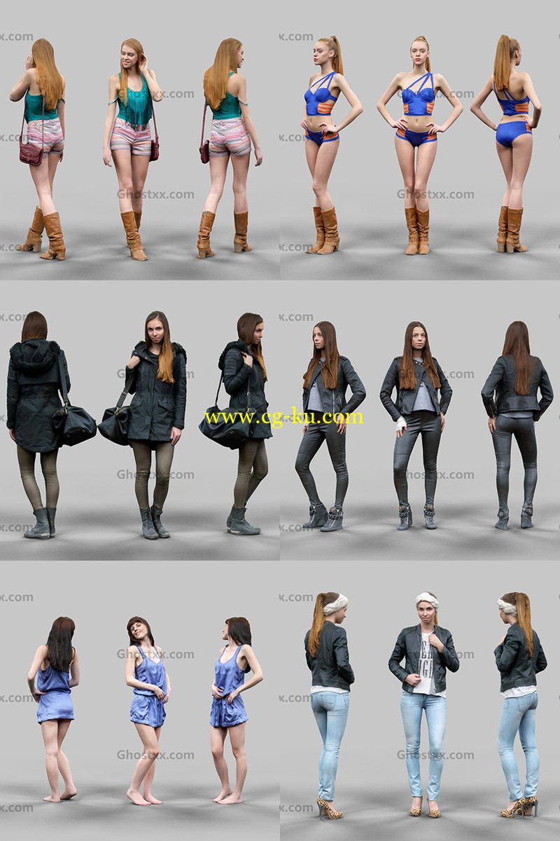 6 Realistic Female Characters Vol.1 - 3D Model的图片1