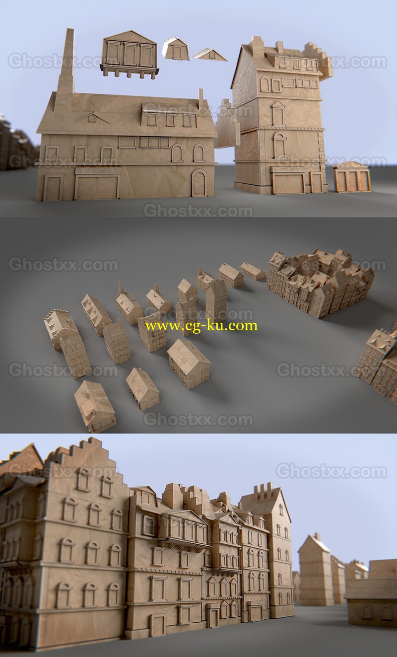 Paper Buildings and Building Model Kit - 3D model的图片1