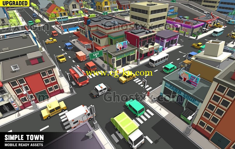 Simple Town - Cartoon Assets VR-AR Low-Poly - 3D Model的图片1